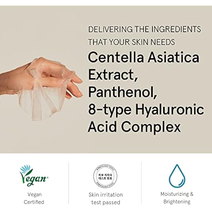 ONE THING CICA SOOTHING MASK 5 SHEETS | CENTELLA ASIATICA HA HYALURONIC ACID FACIAL SHEET MASK, CALMING HYDRATING SOOTHING MOISTURIZING PACK, IRRITATED SENSITIVE DRY SKIN RELIEF | KOREAN SKIN CARE - Image 3